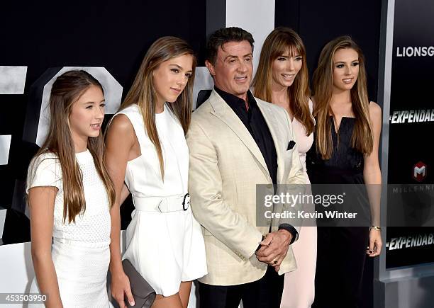 Actor/writer Sylvester Stallone Jennifer Flavin and family attends the premiere of Lionsgate Films' "The Expendables 3" at TCL Chinese Theatre on...