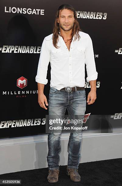 Actor Zach McGowan arrives at the Los Angeles Premiere "The Expendables 3" at TCL Chinese Theatre on August 11, 2014 in Hollywood, California.