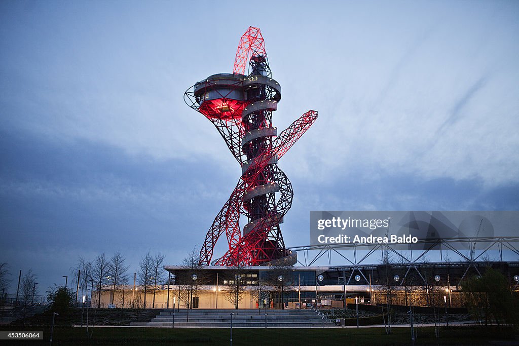 A view of the Orbit Tower in the Queen Elizabeth Olympic...