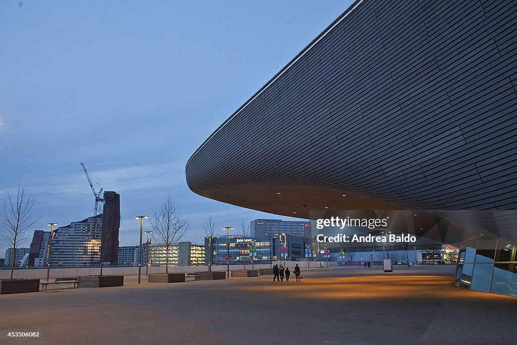 A view of the Aquatics Centre in the Queen Elizabeth Olympic...