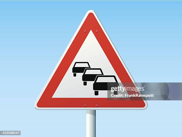 der wartelisten deutsch-warnschild - stau stock-grafiken, -clipart, -cartoons und -symbole