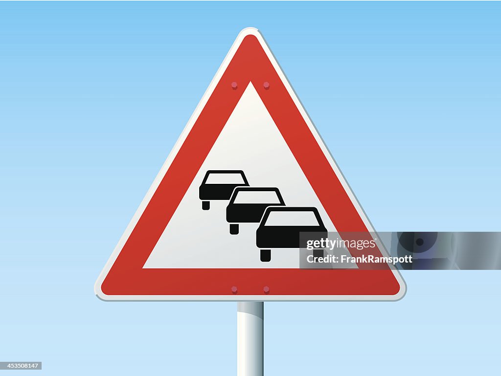 Traffic Queues German Warning Sign
