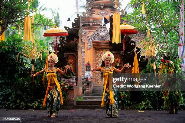 Indonesia, Bali, Barong Dance, Girl Dancers, Representing The Servants Of The Rangda.