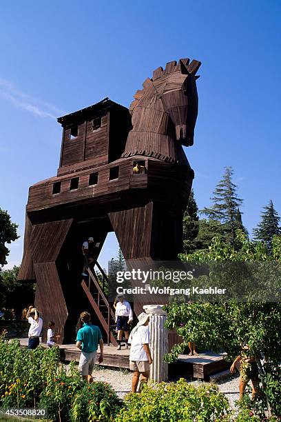 Turkey, Troy, Replica Of Trojan Horse.