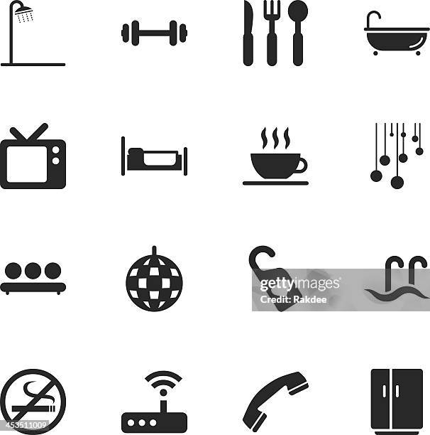 hotel silhouette icons | set 2 - phone couch stock illustrations