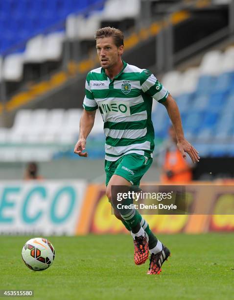 Adrien Silva of Sporting Clube de Portugal in action during the Teresa Herrera Trophy match between Sporting Clube de Portugal and Club Nacional de...