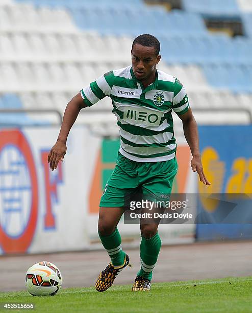 Andre Carillo of Sporting Clube de Portugal in action during the Teresa Herrera Trophy match between Sporting Clube de Portugal and Club Nacional de...