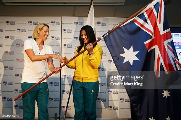 Rugby Sevens player Tiana Penitani is announced as 2014 Australian Youth Olympic Team flagbearer by Chef de Mission Susie O'Neill during the...