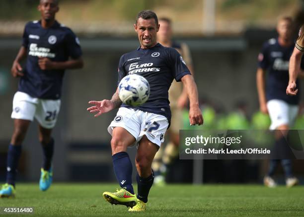 Scott McDonald of Millwall in action during the Sky Bet Championship match between Millwall and Leeds United at The Den on August 9, 2014 in London,...