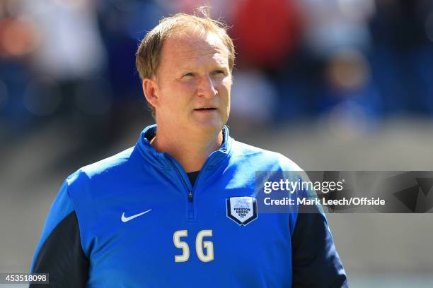 Preston manager Simon Grayson looks on during the Sky Bet League One match between Preston North End and Notts County at Deepdale on August 9, 2014...