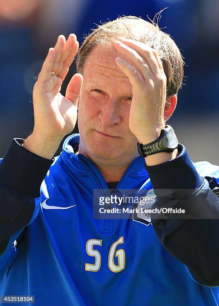 Preston manager Simon Grayson applauds the support during the Sky Bet League One match between Preston North End and Notts County at Deepdale on...