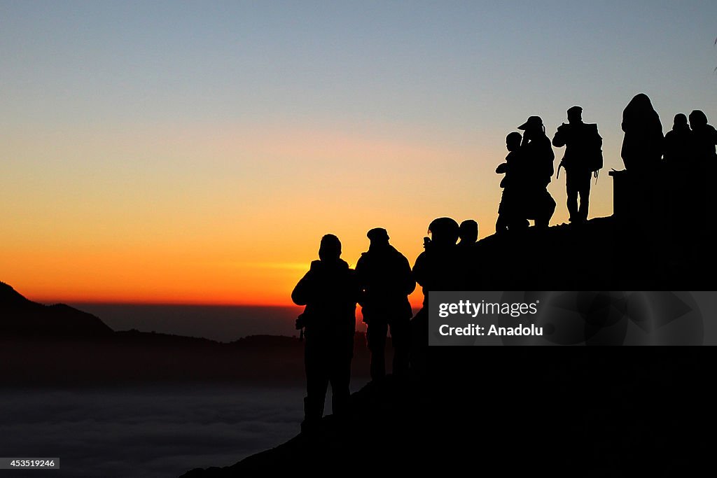 Yadnya Kasada Festival at crater of mount Bromo in Indonesia