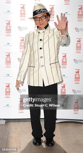 Jackie Chan attends a photocall to introduce a special screening of "Chinese Zodiac" at BFI Southbank on August 12, 2014 in London, England.