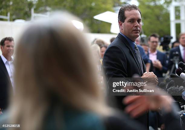 Marin County Sheriff Lt. Keith Boyd fields a reporter's question during a press conference following the autopsy of actor and comedian Robin Williams...