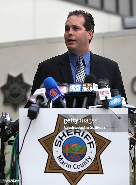 Marin County Sheriff Lt. Keith Boyd speaks during a press conference following the autopsy of actor and comedian Robin Williams on August 12, 2014 in...