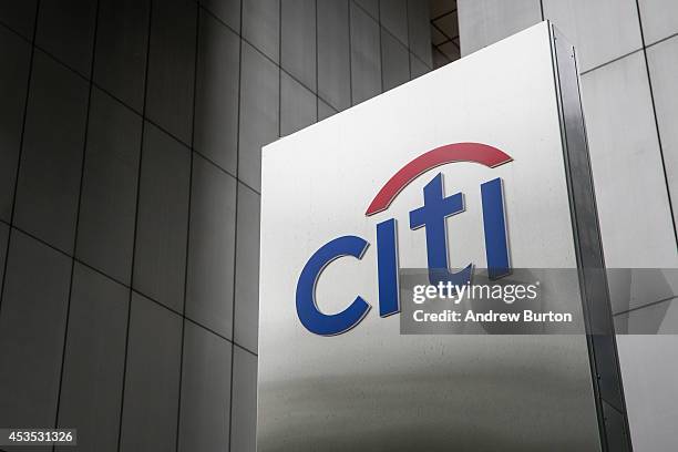 Citi Bank signage is seen outside the bank's corporate headquarters on August 12, 2014 in New York City. U.S. Banks announced second quarter profits...