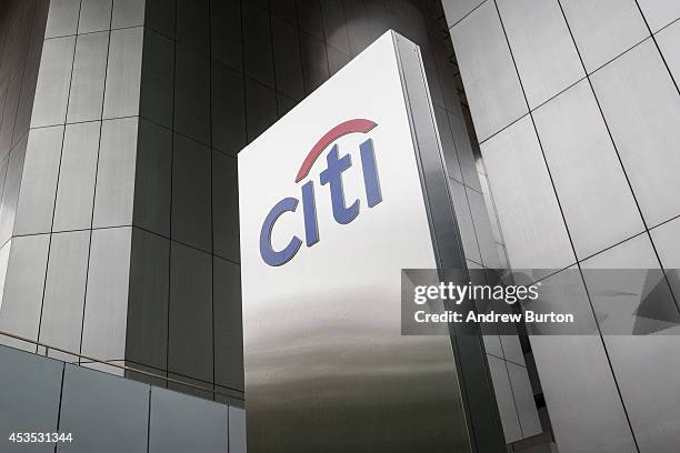 Citi Bank signage is seen outside the bank's corporate headquarters on August 12, 2014 in New York City. U.S. Banks announced second quarter profits...