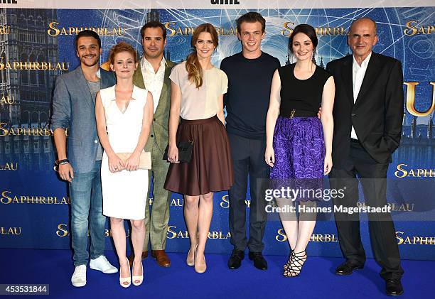 Kostja Ullmann, Josefine Preuss, Johannes von Mattuschka, Laura Berlin, Jannis Niewoehner, Maria Ehrich and guest attend the Munich premiere of the...