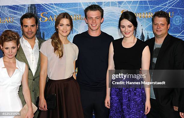 Josefine Preuss, Johannes von Matuschka, Laura Berlin, Jannis Niewoehner, Maria Ehrich and Felix Fuchssteiner attend the Munich premiere of the film...