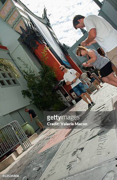 General view of Robin Williams' hand and foot prints infrpnt of the TCL Chinese Theater on August 12, 2014 in Los Angeles, California.