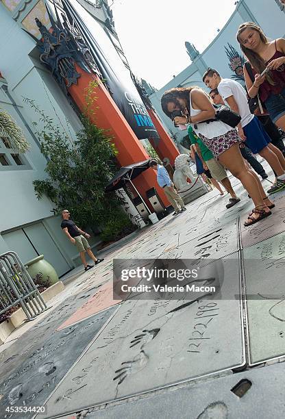 General view of Robin Williams' hand and foot prints infrpnt of the TCL Chinese Theater on August 12, 2014 in Los Angeles, California.