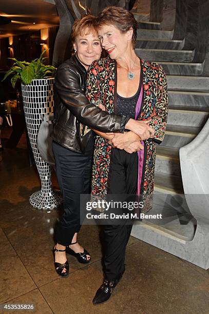 Zoe Wanamaker and Celia Imrie attend an after party celebrating the press night performance of "Celia Imrie: Laughing Matters" at the St James...