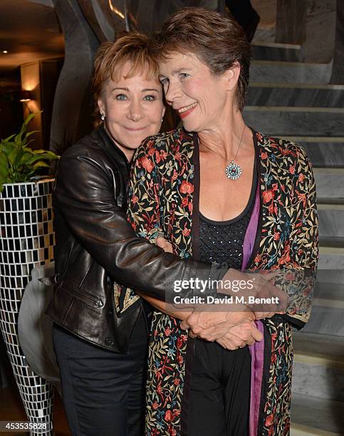 Zoe Wanamaker and Celia Imrie attend an after party celebrating the press night performance of "Celia Imrie: Laughing Matters" at the St James...