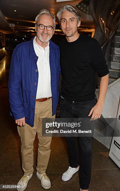 Larry Lamb and George Lamb attend an after party celebrating the press night performance of "Celia Imrie: Laughing Matters" at the St James Theatre...