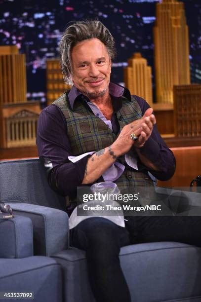 Mickey Rourke visits "The Tonight Show starring Jimmy Fallon" at Rockefeller Center on August 12, 2014 in New York City.