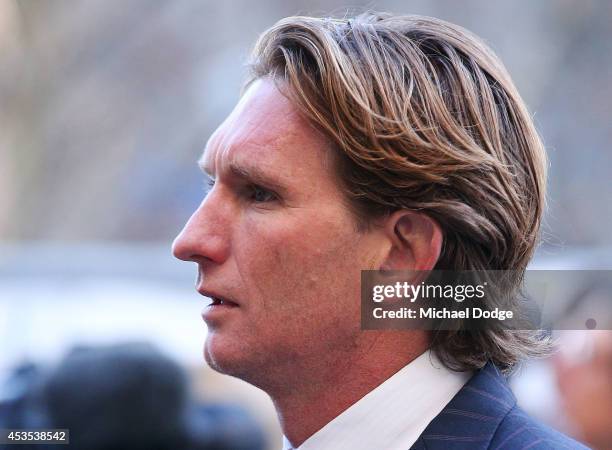 Suspended Essendon Bombers coach James Hird arrives at the Supreme Court ahead of the case looking into the AFL-ASADA Investigation into the alleged...