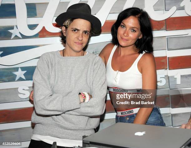 Samantha Ronson and Leigh Lezark attend the 5th Annual Kiehl's LifeRide for amfAR Finale Celebration on August 12, 2014 in New York City.
