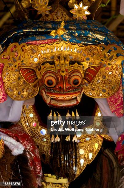 Indonesia, Bali, Small Temple, Ceremony, Barong Dance Mask.