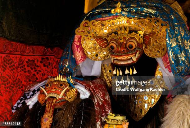 Indonesia, Bali, Small Temple, Ceremony, Barong Dance Masks.