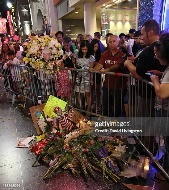 Actor Robin Williams Star on the Hollywood Walk of Fame is covered with tributes on August 12, 2014 in Los Angeles, California.