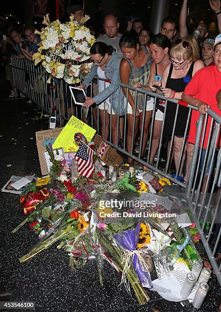 Actor Robin Williams Star on the Hollywood Walk of Fame is covered with tributes on August 12, 2014 in Los Angeles, California.