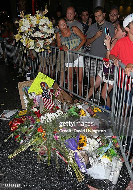 Actor Robin Williams Star on the Hollywood Walk of Fame is covered with tributes on August 12, 2014 in Los Angeles, California.