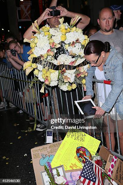 Actor Robin Williams Star on the Hollywood Walk of Fame is covered with tributes on August 12, 2014 in Los Angeles, California.