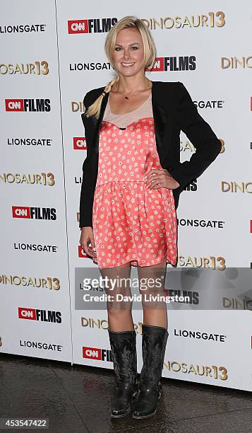 Actress Laura Bell Bundy attends the premiere of Lionsgate and CNN Films' "Dinosaur 13" at the DGA Theater on August 12, 2014 in Los Angeles,...