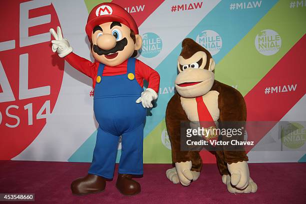 Mario of Mario Bros and Donkey Kong attend the MTV Millennial Awards 2014 red carpet at Pepsi Center WTC on August 12, 2014 in Mexico City, Mexico.