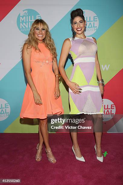 Ashley Perez and Hanna Perez of Ha-Ash attend the MTV Millennial Awards 2014 red carpet at Pepsi Center WTC on August 12, 2014 in Mexico City, Mexico.