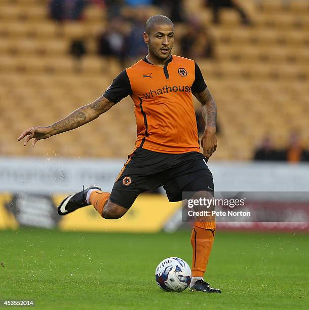 Leon Clarke of Wolverhampton Wanderers in action during the Capital One Cup First Round match between Wolverhampton Wanderers and Northampton Town at...