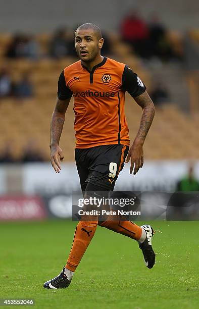 Leon Clarke of Wolverhampton Wanderers in action during the Capital One Cup First Round match between Wolverhampton Wanderers and Northampton Town at...