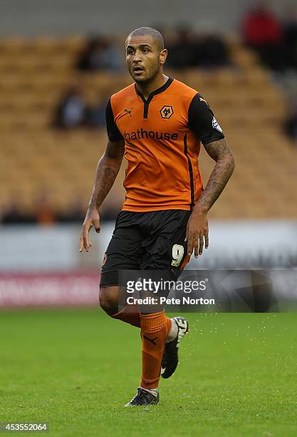 Leon Clarke of Wolverhampton Wanderers in action during the Capital One Cup First Round match between Wolverhampton Wanderers and Northampton Town at...