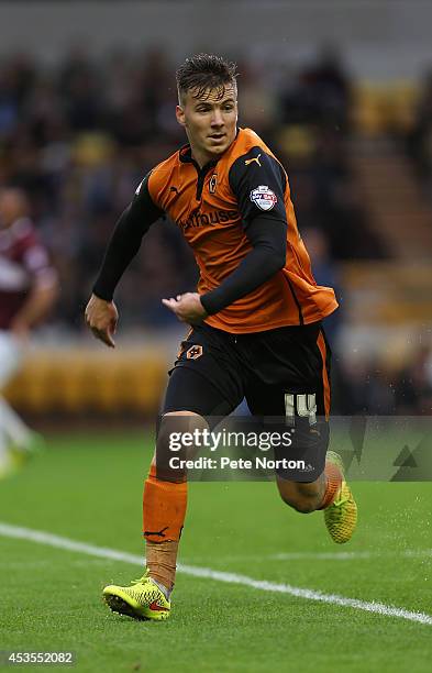 Lee Evans of Wolverhampton Wanderers in action during the Capital One Cup First Round match between Wolverhampton Wanderers and Northampton Town at...