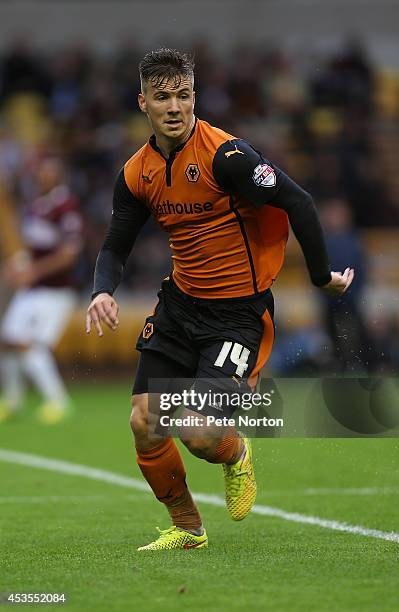 Lee Evans of Wolverhampton Wanderers in action during the Capital One Cup First Round match between Wolverhampton Wanderers and Northampton Town at...