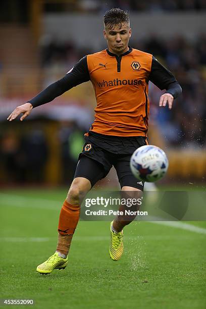 Lee Evans of Wolverhampton Wanderers in action during the Capital One Cup First Round match between Wolverhampton Wanderers and Northampton Town at...