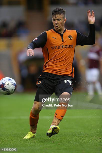 Lee Evans of Wolverhampton Wanderers in action during the Capital One Cup First Round match between Wolverhampton Wanderers and Northampton Town at...