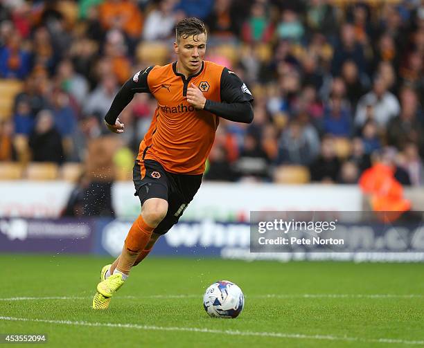 Lee Evans of Wolverhampton Wanderers in action during the Capital One Cup First Round match between Wolverhampton Wanderers and Northampton Town at...