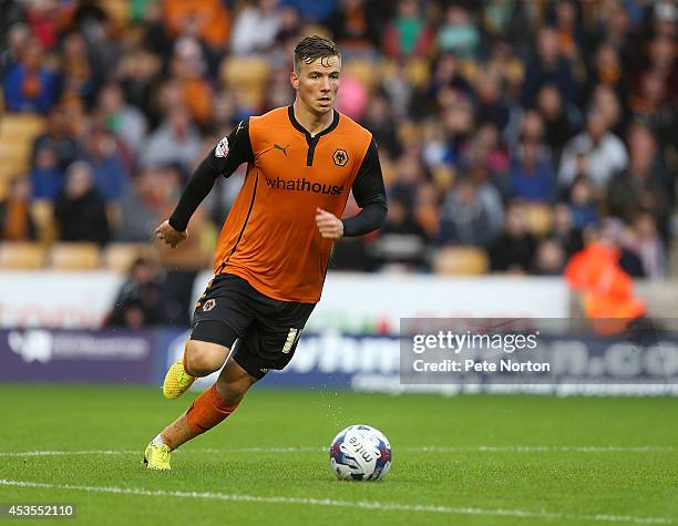 Lee Evans of Wolverhampton Wanderers in action during the Capital One Cup First Round match between Wolverhampton Wanderers and Northampton Town at...