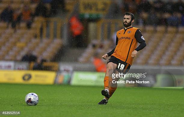 Jack Price of Wolverhampton Wanderers in action during the Capital One Cup First Round match between Wolverhampton Wanderers and Northampton Town at...